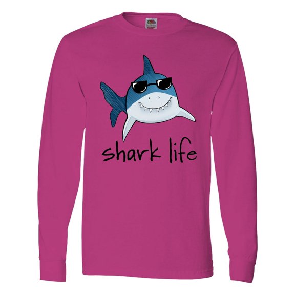 Inktastic Shark Life Fun Shark with Sunglasses Long Sleeve T-Shirt