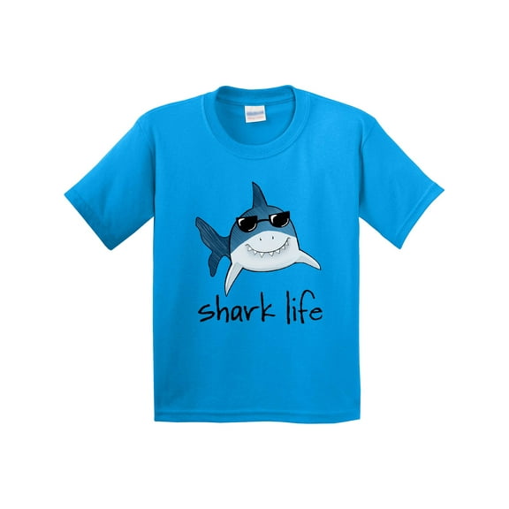 Inktastic Shark Life Fun Shark with Sunglasses Youth T-Shirt