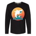 thumbnail image 1 of Inktastic Shark with Orange Sunset Long Sleeve T-Shirt, 1 of 5