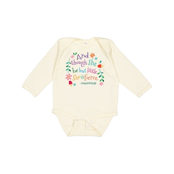 Inktastic She is Fierce Funny Shakespeare Quote Girls Long Sleeve Baby Bodysuit