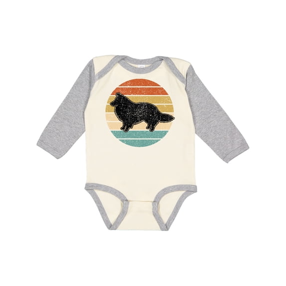 Inktastic Sheltie Dog Gift Retro Boys or Girls Long Sleeve Baby Bodysuit
