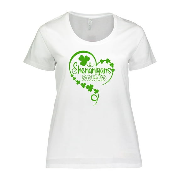 Inktastic Shenanigans Squad St. Patrick's Day Shamrock Heart Women's Plus Size T-Shirt