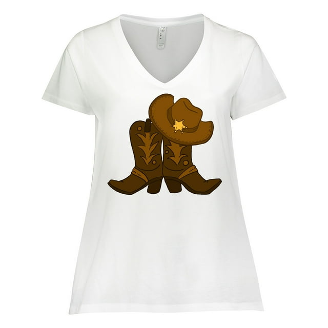 Inktastic Sheriff Hat With Boots Women's Plus Size V-Neck T-Shirt
