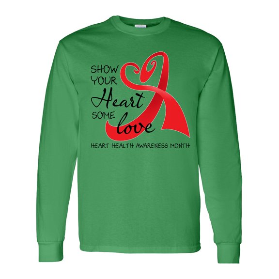 Inktastic Show Your Heart Some Love Heart Health Awareness Month Long Sleeve T-Shirt