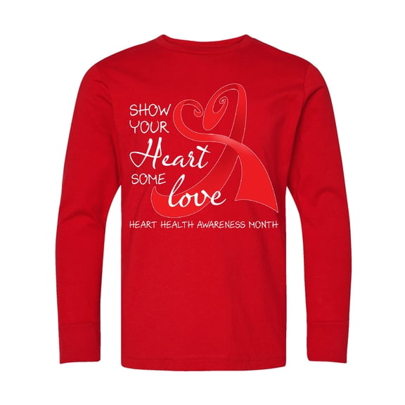 Inktastic Show Your Heart Some Love Heart Health Awareness Month Long Sleeve Youth T-Shirt