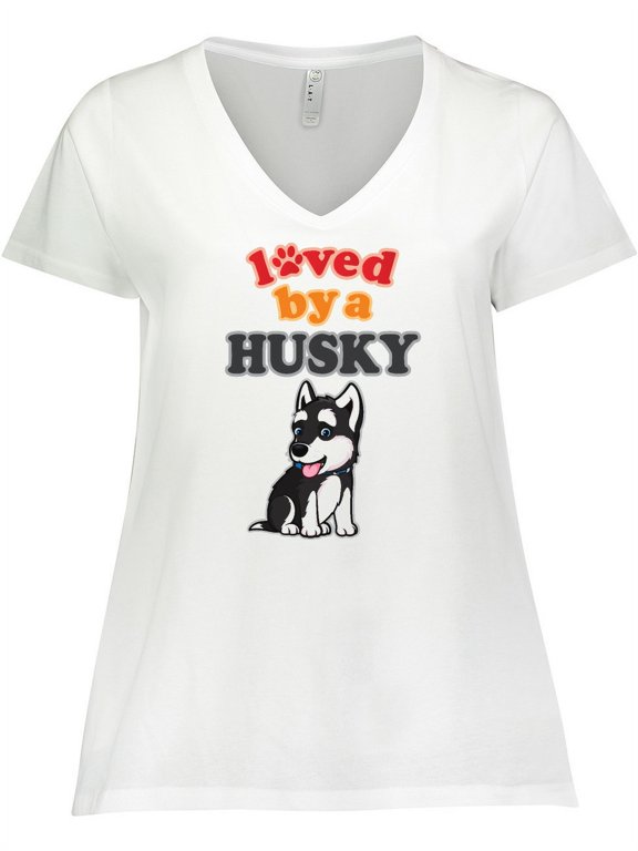 Siberian Husky Dog Gift Puppy Women's Plus Size V-Neck T-Shirt
