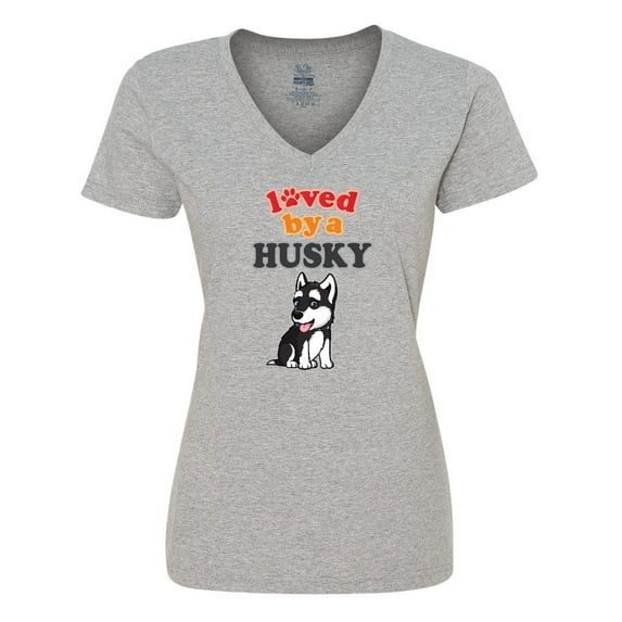 Inktastic Siberian Husky Dog Puppy Women's V-Neck T-Shirt