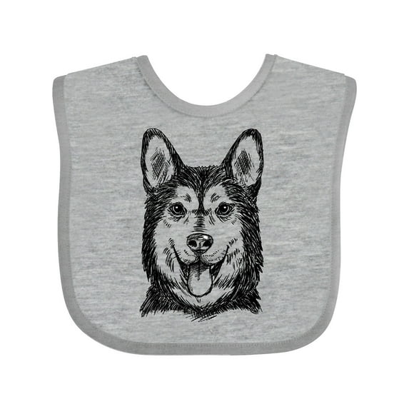 Inktastic Siberian Husky Sketch Portrait Boys or Girls Baby Bib