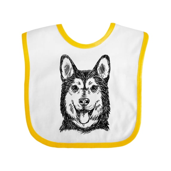 Inktastic Siberian Husky Sketch Portrait Boys or Girls Baby Bib