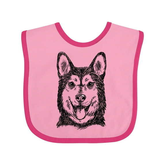Inktastic Siberian Husky Sketch Portrait Boys or Girls Baby Bib