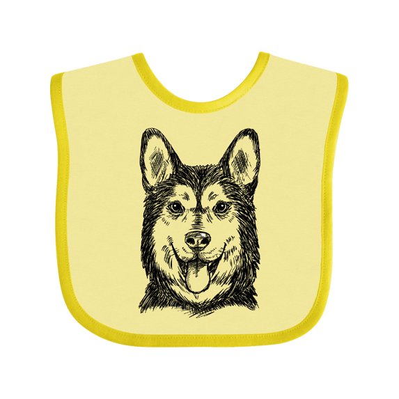 Inktastic Siberian Husky Sketch Portrait Boys or Girls Baby Bib