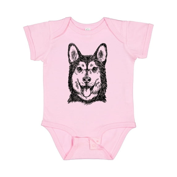 Inktastic Siberian Husky Sketch Portrait Boys or Girls Baby Bodysuit
