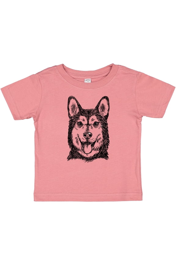 Siberian Husky Sketch Portrait Boys or Girls Baby T-Shirt
