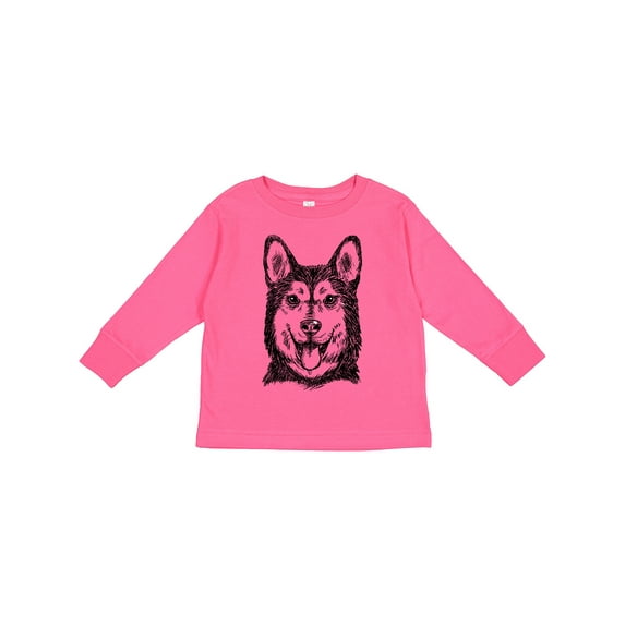 Inktastic Siberian Husky Sketch Portrait Boys or Girls Long Sleeve Toddler T-Shirt