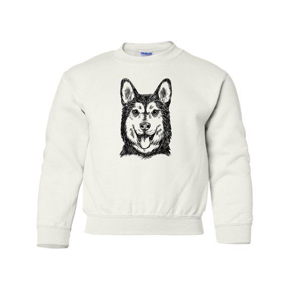 Inktastic Siberian Husky Sketch Portrait Youth Sweatshirt