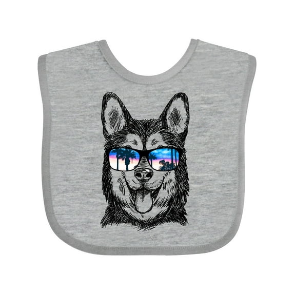 Inktastic Siberian Husky Sketch Portrait with Sunglasses Boys or Girls Baby Bib