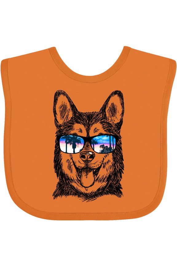 Siberian Husky Sketch Portrait with Sunglasses Boys or Girls Baby Bib