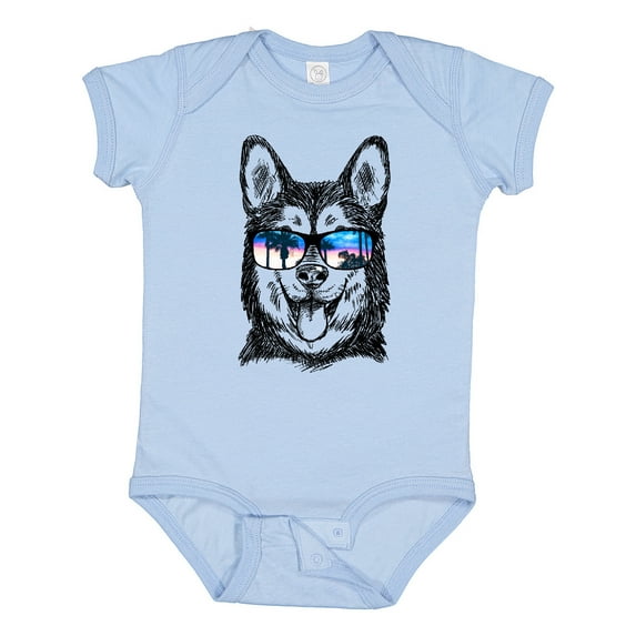 Inktastic Siberian Husky Sketch Portrait with Sunglasses Boys or Girls Baby Bodysuit