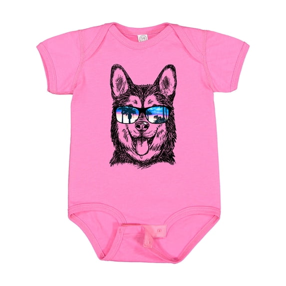 Inktastic Siberian Husky Sketch Portrait with Sunglasses Boys or Girls Baby Bodysuit
