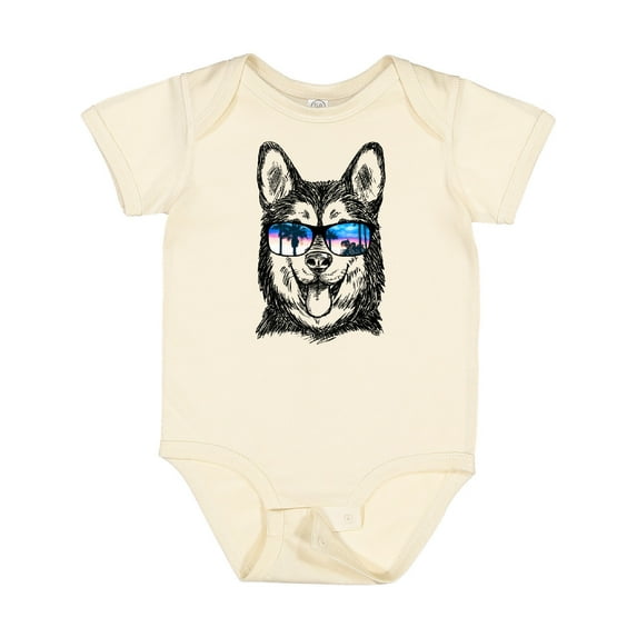 Inktastic Siberian Husky Sketch Portrait with Sunglasses Boys or Girls Baby Bodysuit