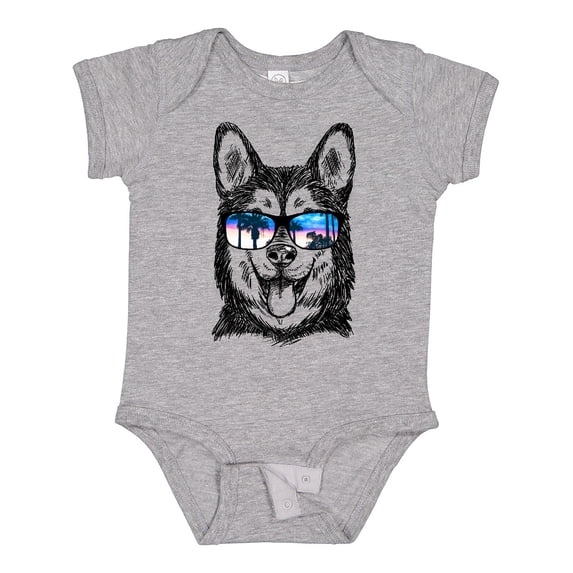 Inktastic Siberian Husky Sketch Portrait with Sunglasses Boys or Girls Baby Bodysuit