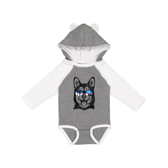 Inktastic Siberian Husky Sketch Portrait with Sunglasses Boys or Girls Long Sleeve Baby Bodysuit