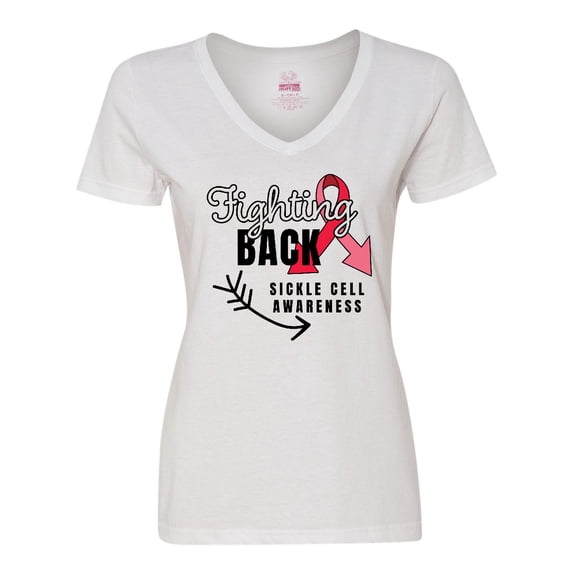 Inktastic Sickle Cell Awareness Fighting Back Women's V-Neck T-Shirt