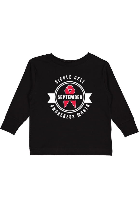 Sickle Cell Awareness Month September with Red Ribbon Boys or Girls Long Sleeve Toddler T-Shirt