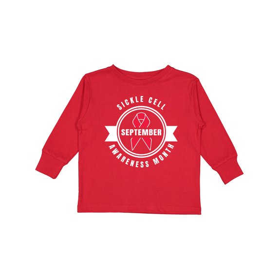 Inktastic Sickle Cell Awareness Month September with Red Ribbon Boys or Girls Long Sleeve Toddler T-Shirt