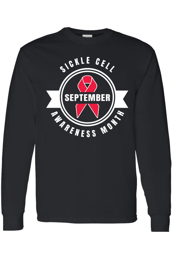 Sickle Cell Awareness Month September with Red Ribbon Long Sleeve T-Shirt