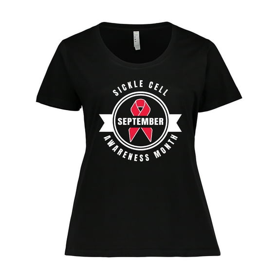 Inktastic Sickle Cell Awareness Month September with Red Ribbon Women's Plus Size T-Shirt