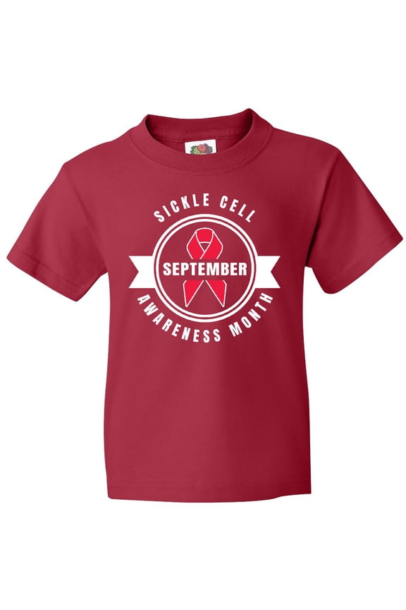 Sickle Cell Awareness Month September with Red Ribbon Youth T-Shirt