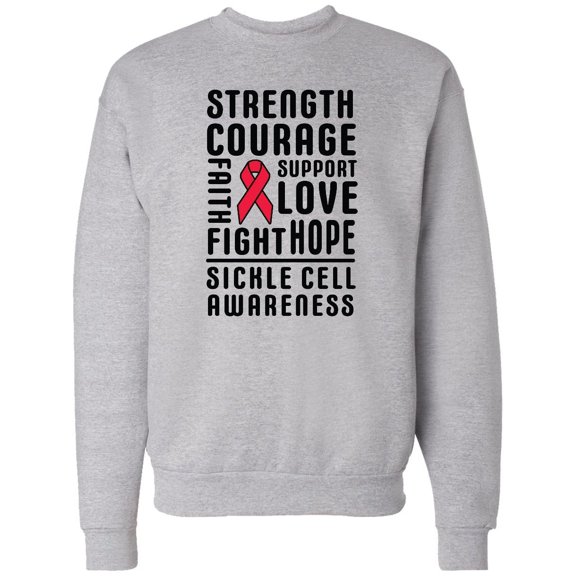 Inktastic Sickle Cell Awareness Strength Courage and Support Adult Sweatshirt