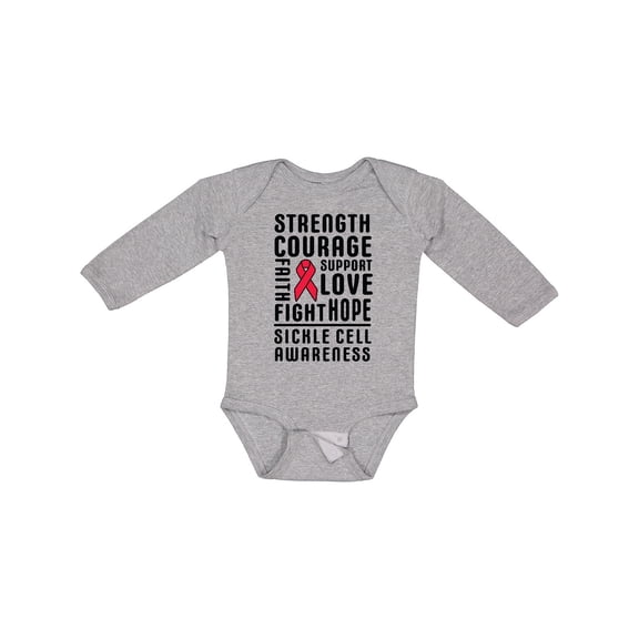 Inktastic Sickle Cell Awareness Strength Courage and Support Boys or Girls Long Sleeve Baby Bodysuit