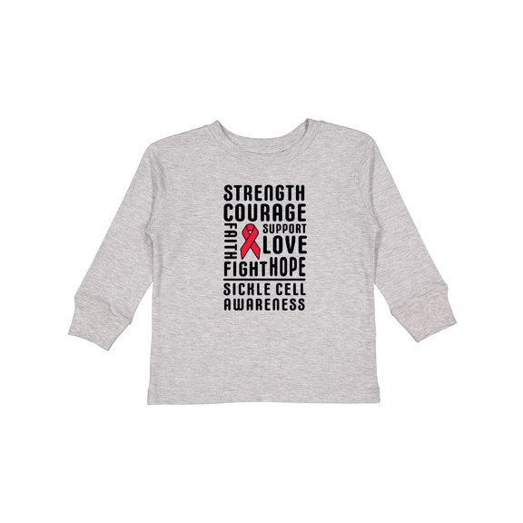 Inktastic Sickle Cell Awareness Strength Courage and Support Boys or Girls Long Sleeve Toddler T-Shirt