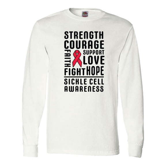 Inktastic Sickle Cell Awareness Strength Courage and Support Long Sleeve T-Shirt