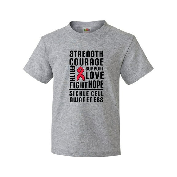 Inktastic Sickle Cell Awareness Strength Courage and Support Youth T-Shirt