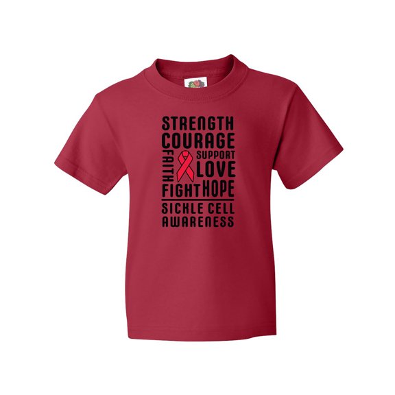 Inktastic Sickle Cell Awareness Strength Courage and Support Youth T-Shirt