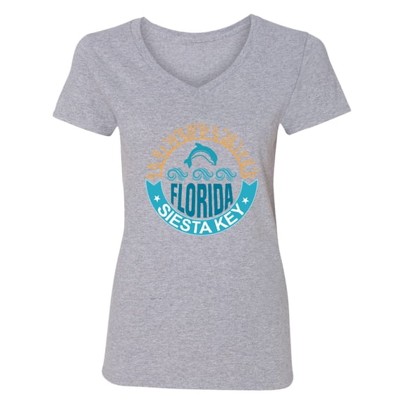 Inktastic Siesta Key Florida Beach Vacation Women's V-Neck T-Shirt