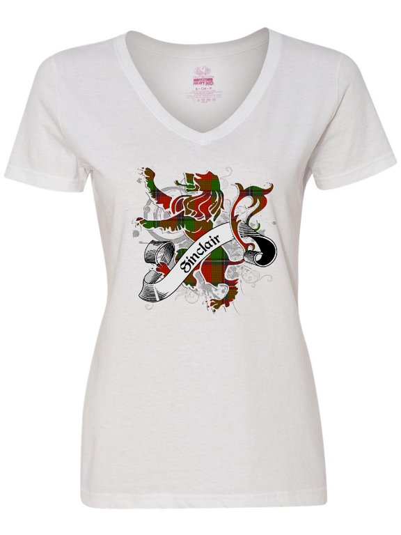 Sinclair Tartan Lion Women's V-Neck T-Shirt