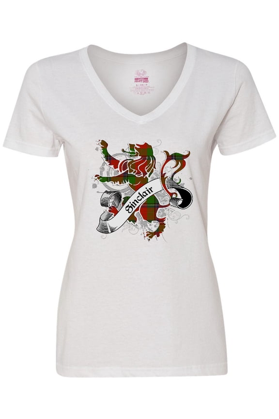 Sinclair Tartan Lion Women's V-Neck T-Shirt