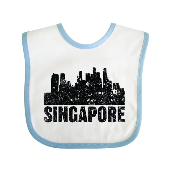Inktastic Singapore City Skyline with Grunge Boys or Girls Baby Bib