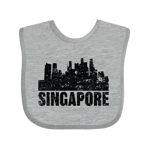 Inktastic Singapore City Skyline with Grunge Boys or Girls Baby Bib