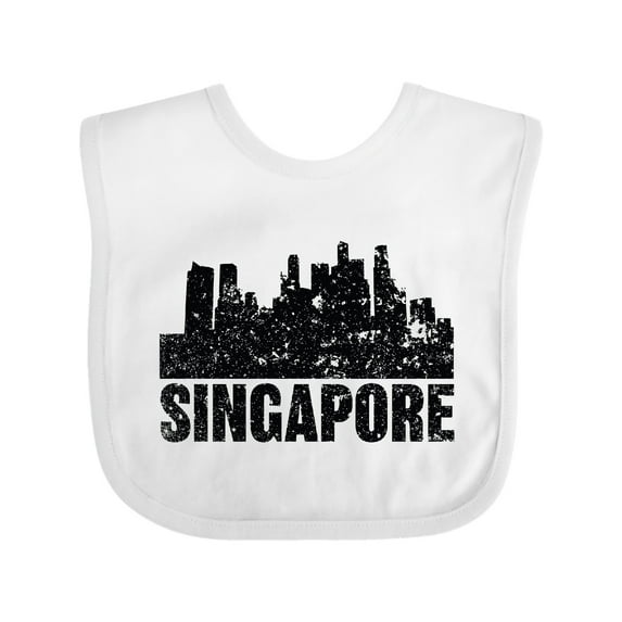 Inktastic Singapore City Skyline with Grunge Boys or Girls Baby Bib