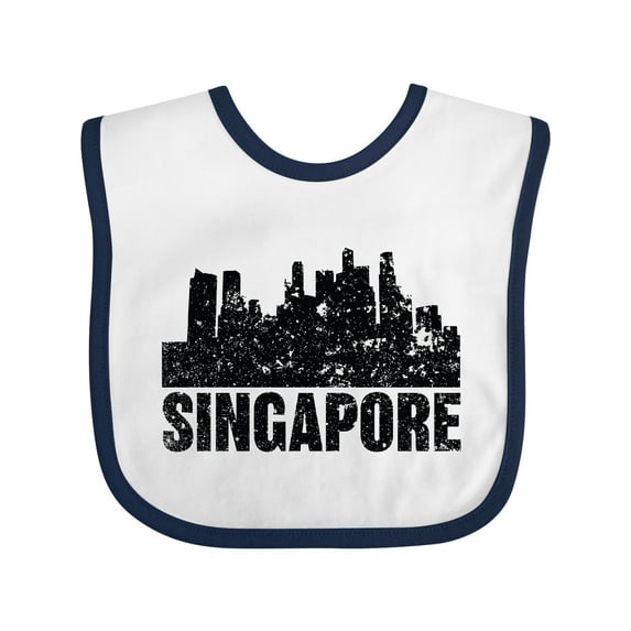 Inktastic Singapore City Skyline with Grunge Boys or Girls Baby Bib