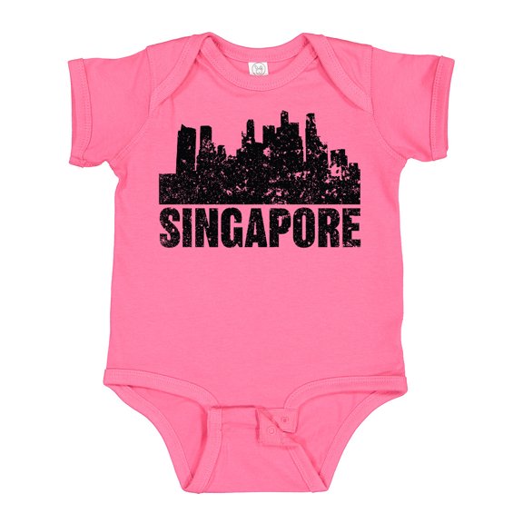 Inktastic Singapore City Skyline with Grunge Boys or Girls Baby Bodysuit