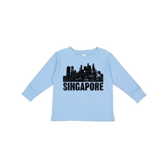 Inktastic Singapore City Skyline with Grunge Boys or Girls Long Sleeve Toddler T-Shirt
