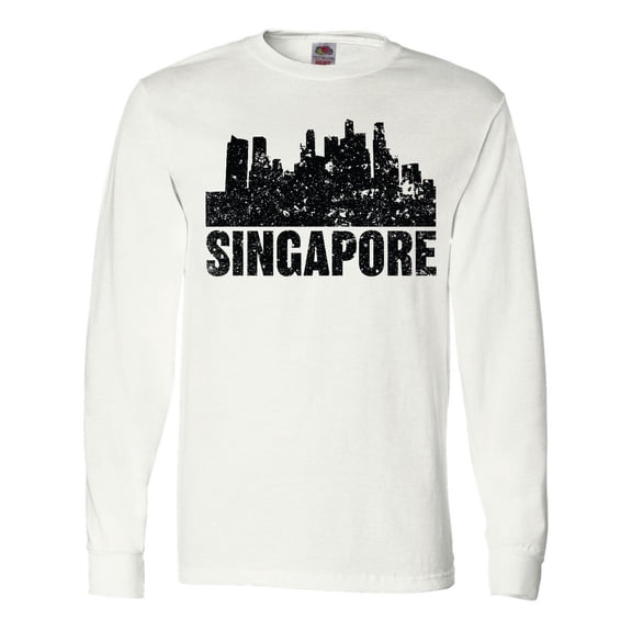 Inktastic Singapore City Skyline with Grunge Long Sleeve T-Shirt