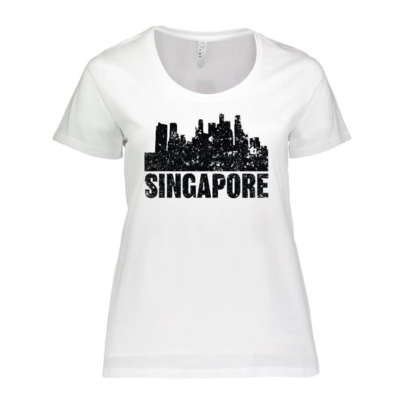 Inktastic Singapore City Skyline with Grunge Women's Plus Size T-Shirt
