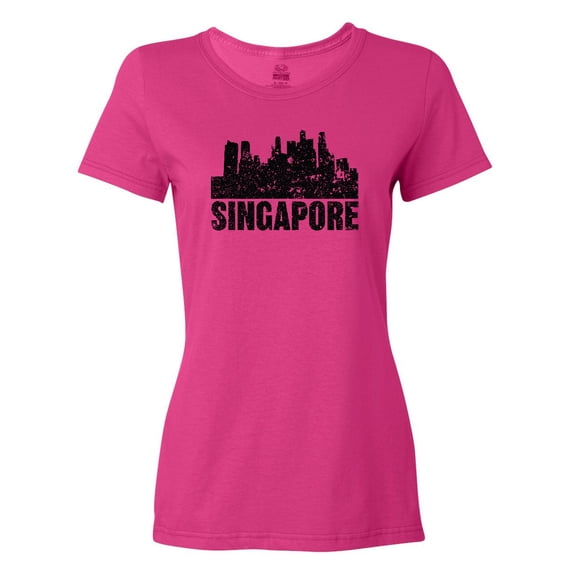 Inktastic Singapore City Skyline with Grunge Women's T-Shirt